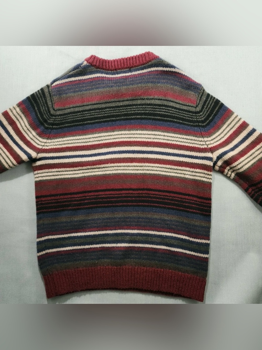 L.L. Bean 100% Lambs Wool Men's Multicolor Striped Sweater Size L - Picture 2 of 8